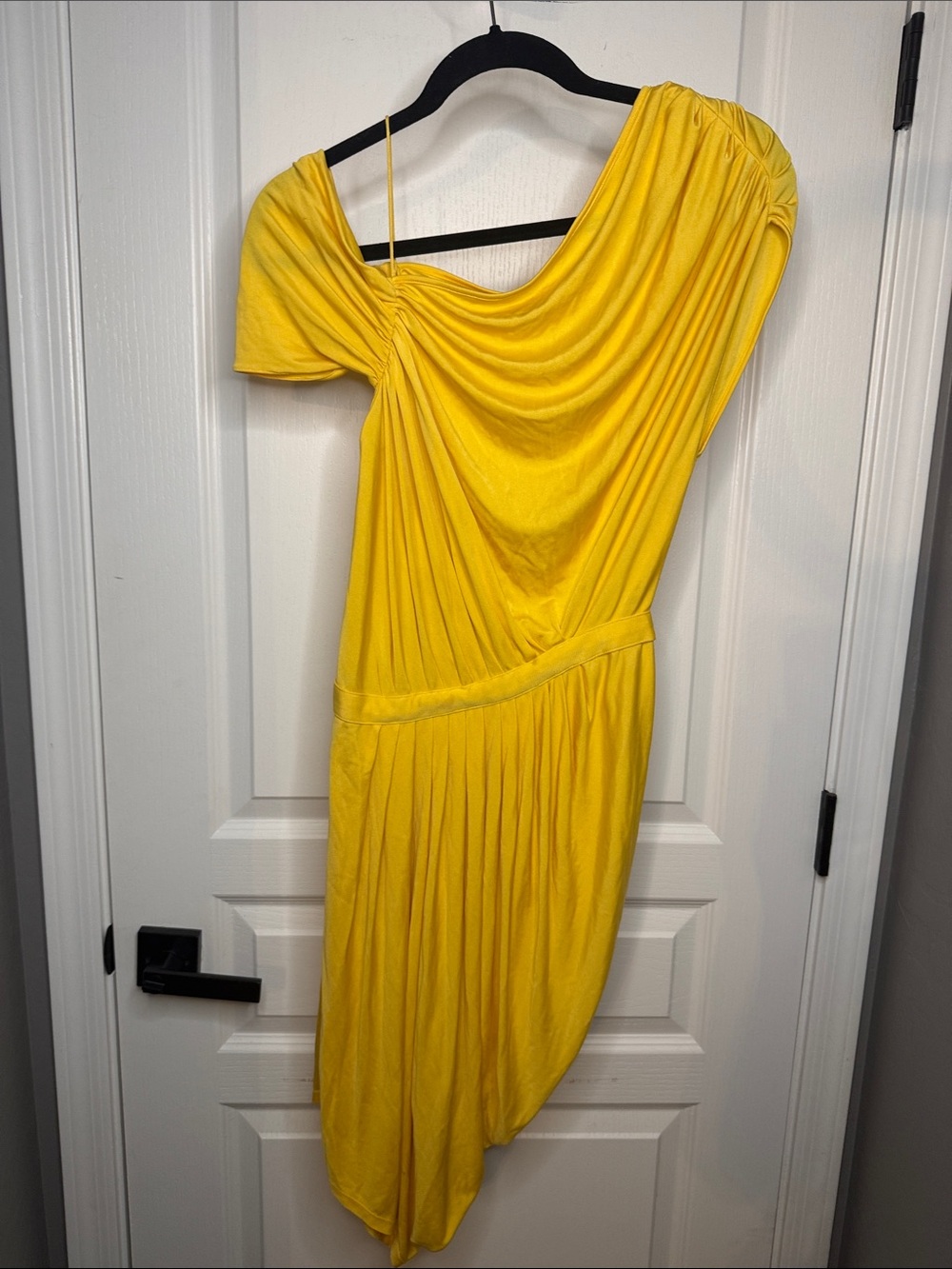 Catherine Malandrino Bright Yellow One-Shoulder Draped Dress